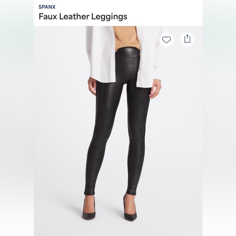 SPANX Black Faux Leather Leggings Size L